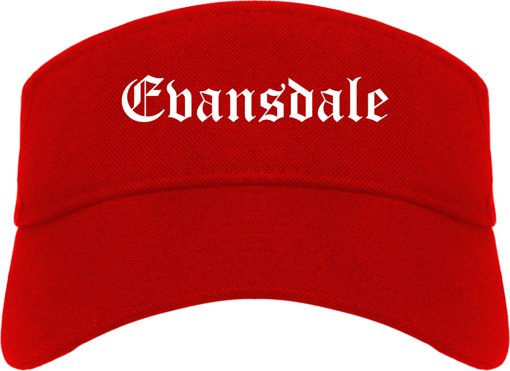 Evansdale Iowa IA Old English Mens Visor Cap Hat Red