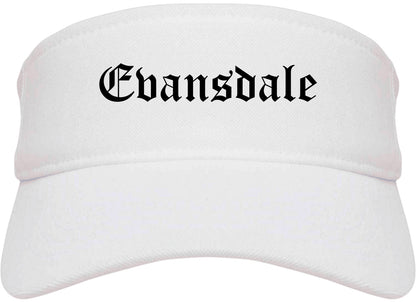Evansdale Iowa IA Old English Mens Visor Cap Hat White