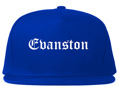 Evanston Illinois IL Old English Mens Snapback Hat Royal Blue