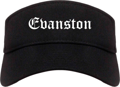 Evanston Illinois IL Old English Mens Visor Cap Hat Black