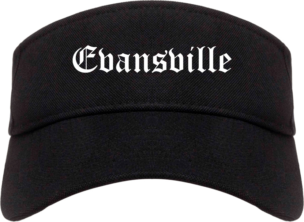 Evansville Indiana IN Old English Mens Visor Cap Hat Black