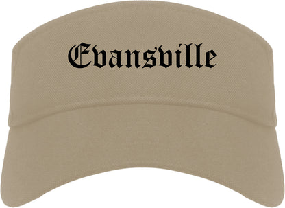 Evansville Indiana IN Old English Mens Visor Cap Hat Khaki