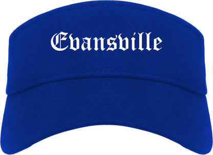 Evansville Indiana IN Old English Mens Visor Cap Hat Royal Blue