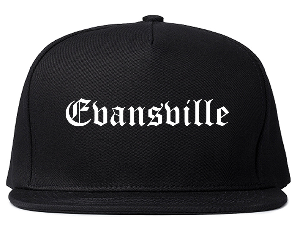 Evansville Wisconsin WI Old English Mens Snapback Hat Black
