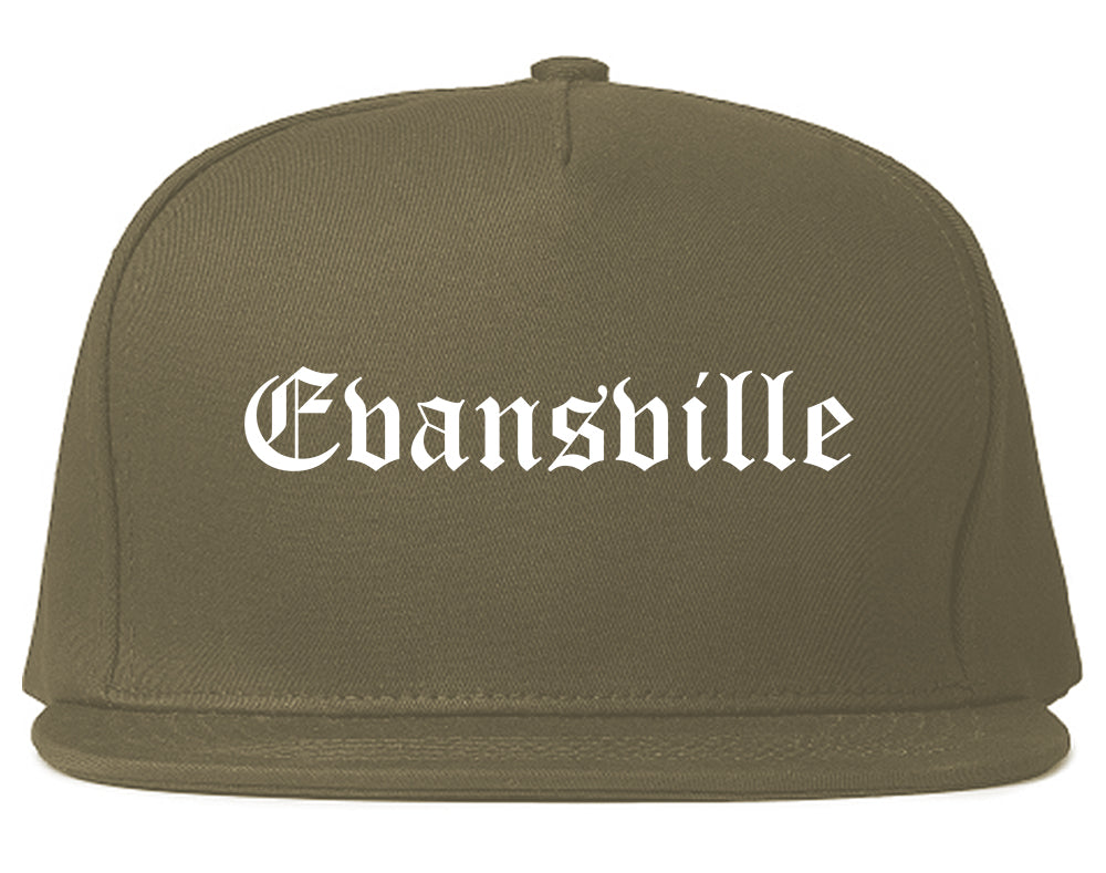 Evansville Wisconsin WI Old English Mens Snapback Hat Grey