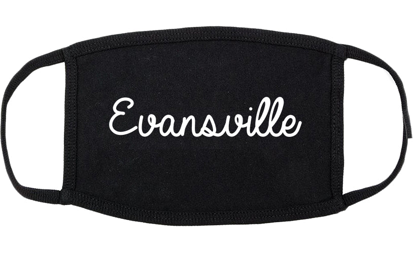 Evansville Wisconsin WI Script Cotton Face Mask Black