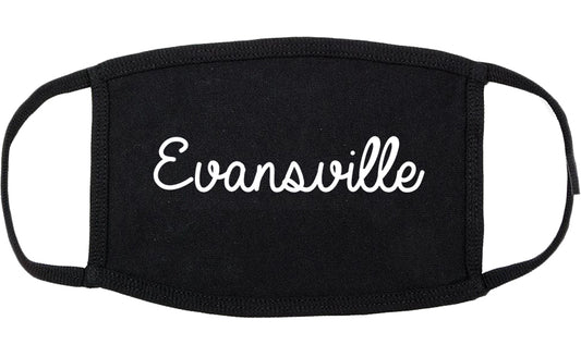 Evansville Wisconsin WI Script Cotton Face Mask Black