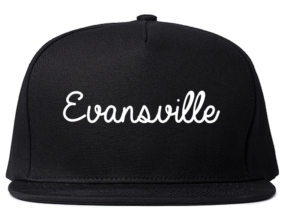 Evansville Wisconsin WI Script Mens Snapback Hat Black