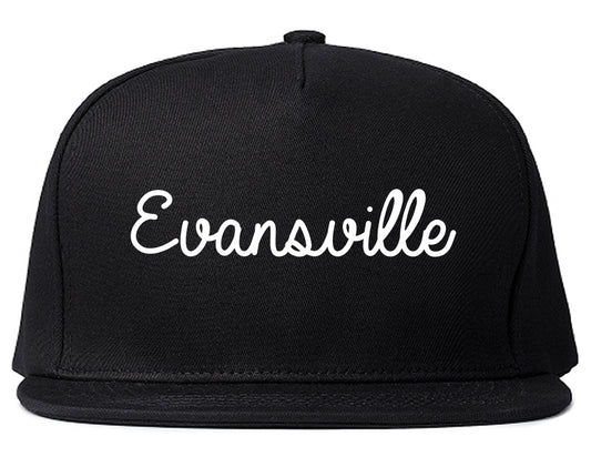 Evansville Wisconsin WI Script Mens Snapback Hat Black