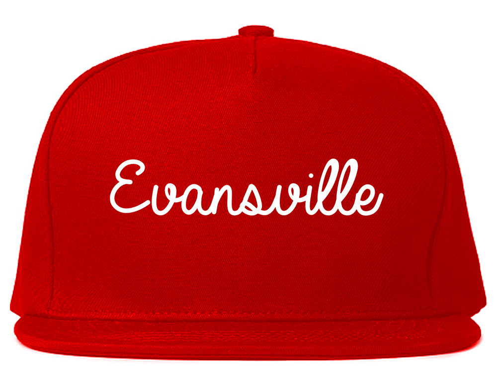 Evansville Wisconsin WI Script Mens Snapback Hat Red