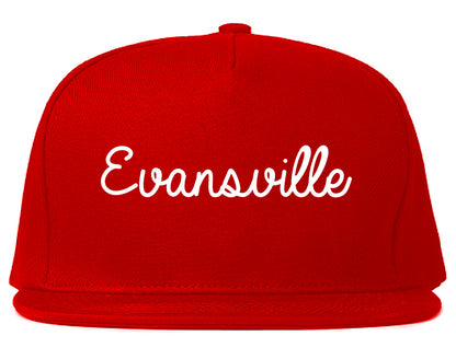 Evansville Wisconsin WI Script Mens Snapback Hat Red