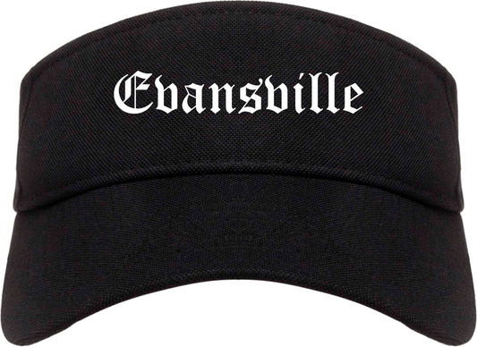 Evansville Wisconsin WI Old English Mens Visor Cap Hat Black