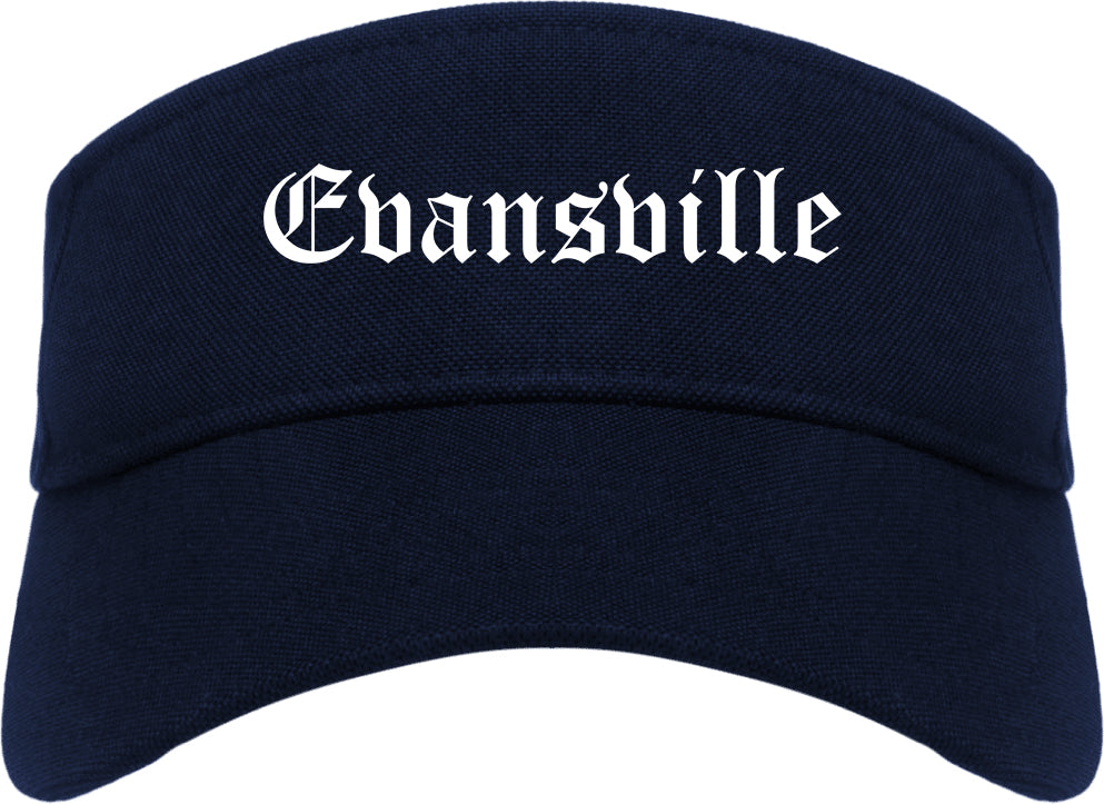 Evansville Wisconsin WI Old English Mens Visor Cap Hat Navy Blue