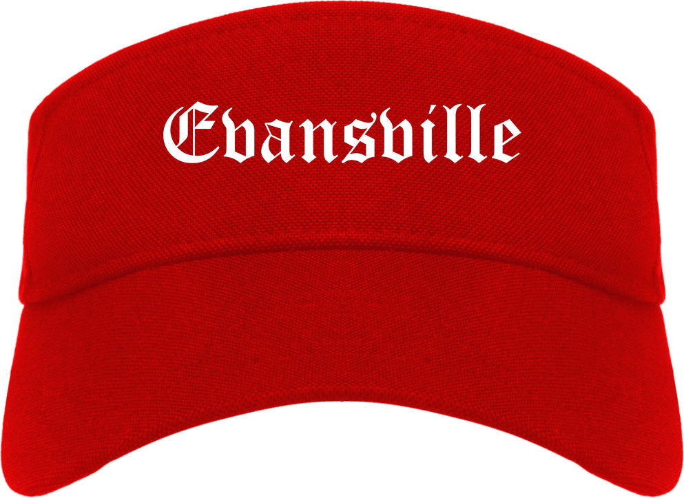 Evansville Wisconsin WI Old English Mens Visor Cap Hat Red
