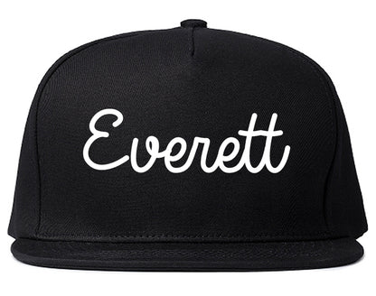 Everett Massachusetts MA Script Mens Snapback Hat Black