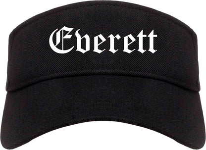 Everett Massachusetts MA Old English Mens Visor Cap Hat Black