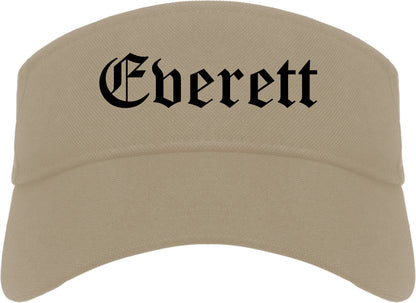 Everett Massachusetts MA Old English Mens Visor Cap Hat Khaki
