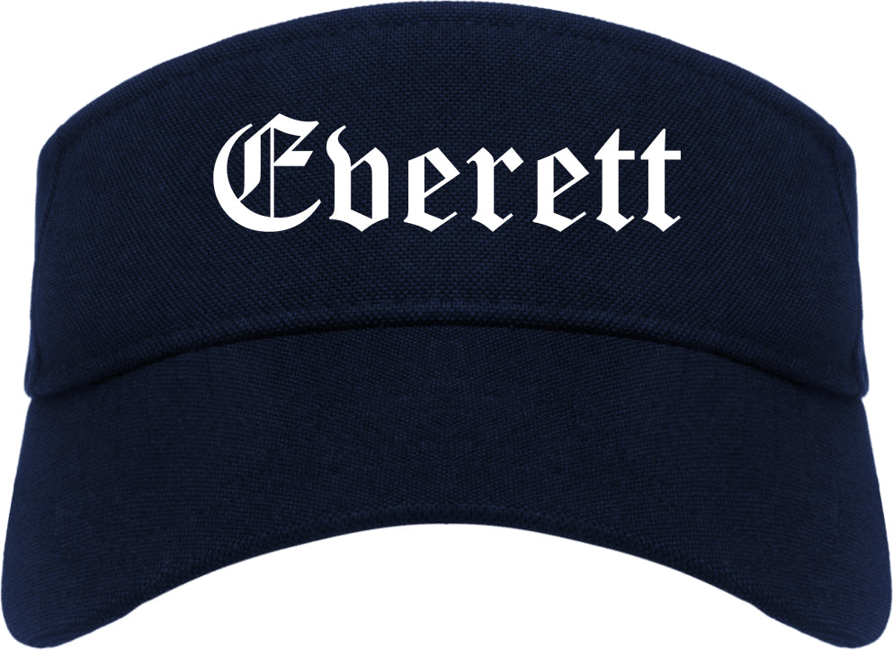 Everett Massachusetts MA Old English Mens Visor Cap Hat Navy Blue
