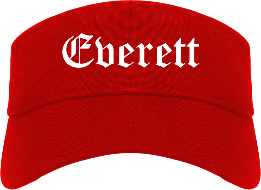 Everett Massachusetts MA Old English Mens Visor Cap Hat Red