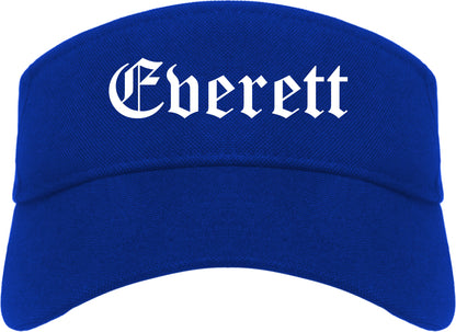 Everett Massachusetts MA Old English Mens Visor Cap Hat Royal Blue