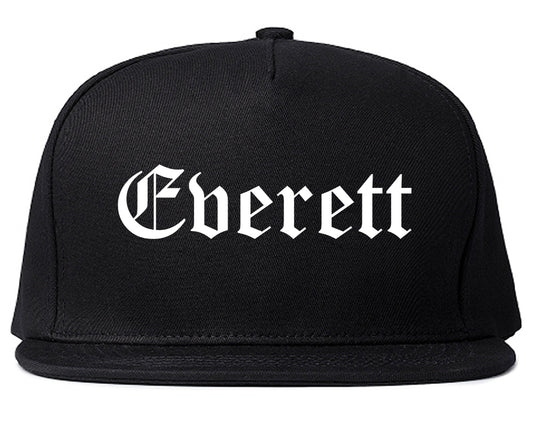 Everett Washington WA Old English Mens Snapback Hat Black