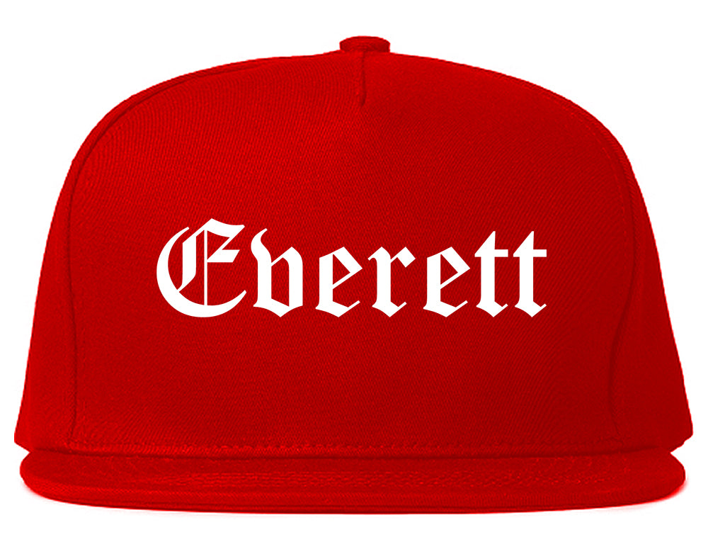 Everett Washington WA Old English Mens Snapback Hat Red