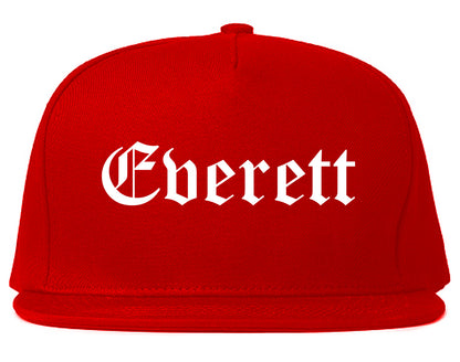 Everett Washington WA Old English Mens Snapback Hat Red