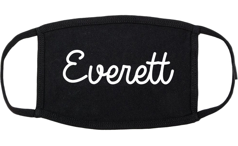 Everett Washington WA Script Cotton Face Mask Black