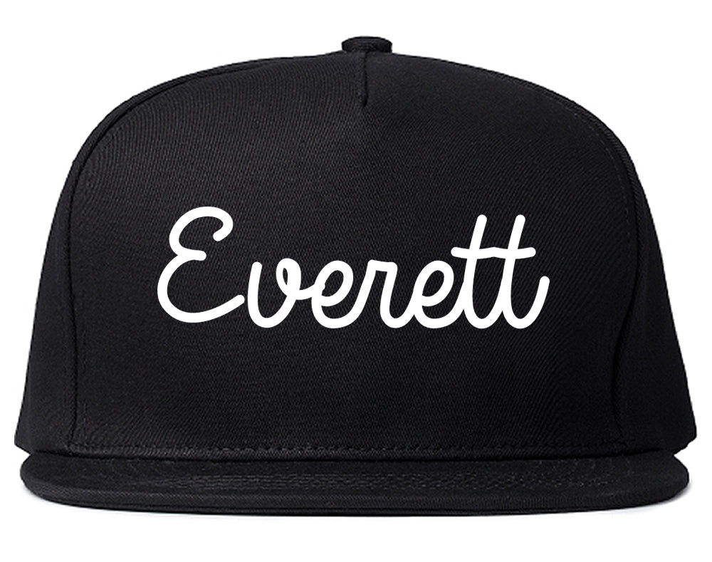 Everett Washington WA Script Mens Snapback Hat Black