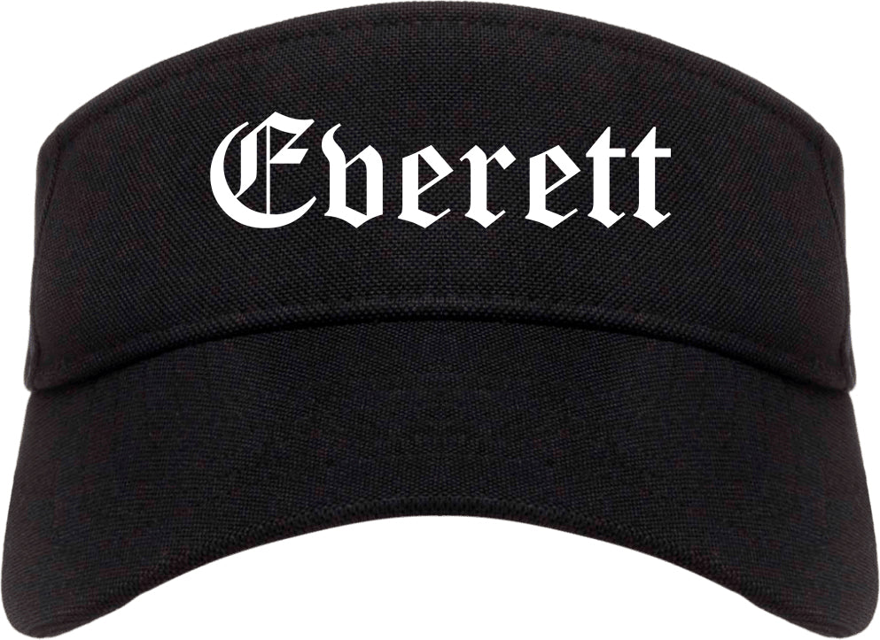 Everett Washington WA Old English Mens Visor Cap Hat Black