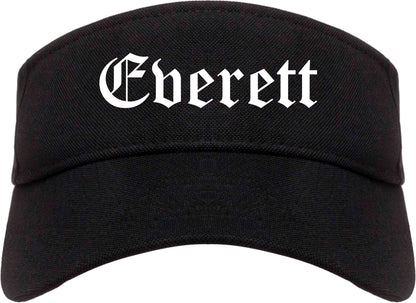 Everett Washington WA Old English Mens Visor Cap Hat Black