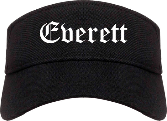 Everett Washington WA Old English Mens Visor Cap Hat Black