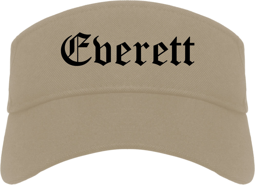 Everett Washington WA Old English Mens Visor Cap Hat Khaki