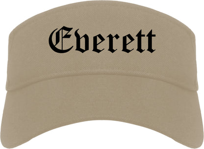 Everett Washington WA Old English Mens Visor Cap Hat Khaki