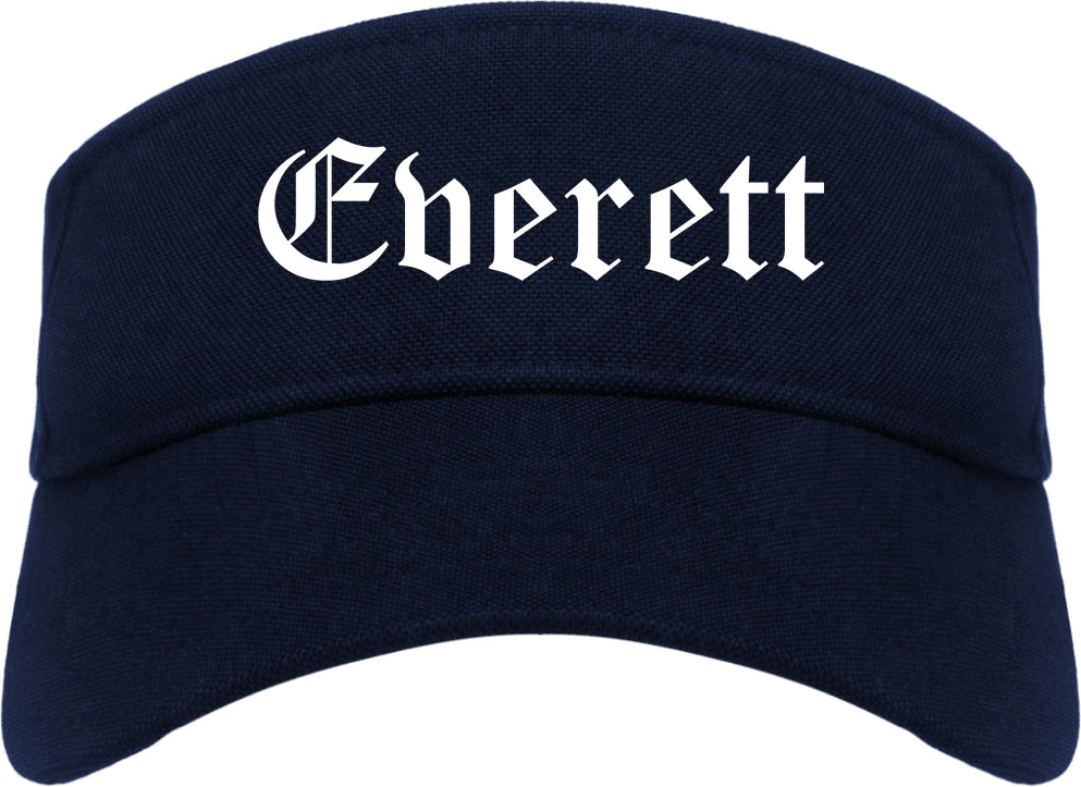 Everett Washington WA Old English Mens Visor Cap Hat Navy Blue