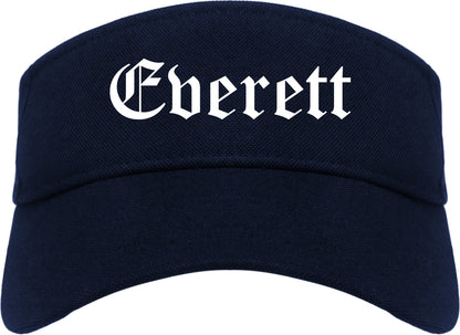 Everett Washington WA Old English Mens Visor Cap Hat Navy Blue