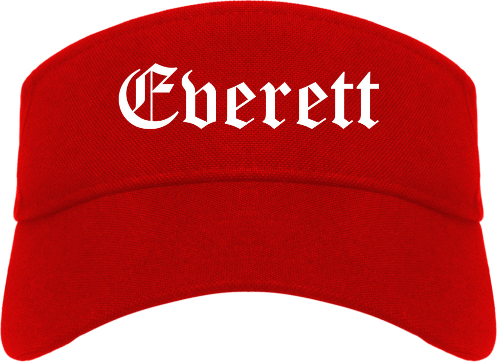 Everett Washington WA Old English Mens Visor Cap Hat Red