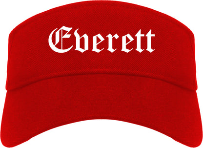 Everett Washington WA Old English Mens Visor Cap Hat Red