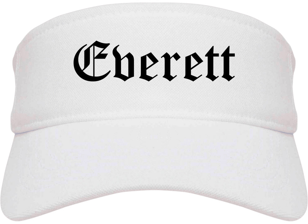 Everett Washington WA Old English Mens Visor Cap Hat White