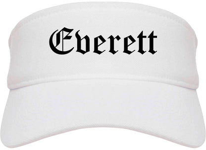 Everett Washington WA Old English Mens Visor Cap Hat White