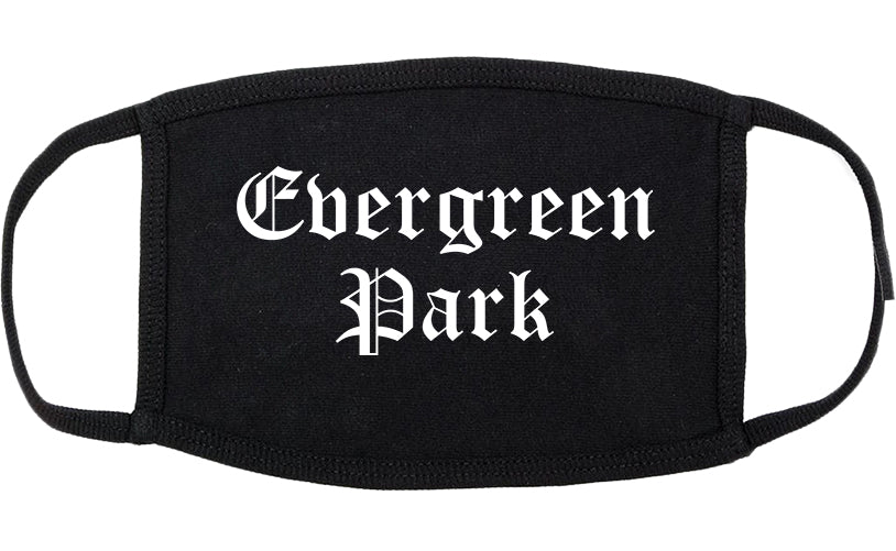 Evergreen Park Illinois IL Old English Cotton Face Mask Black