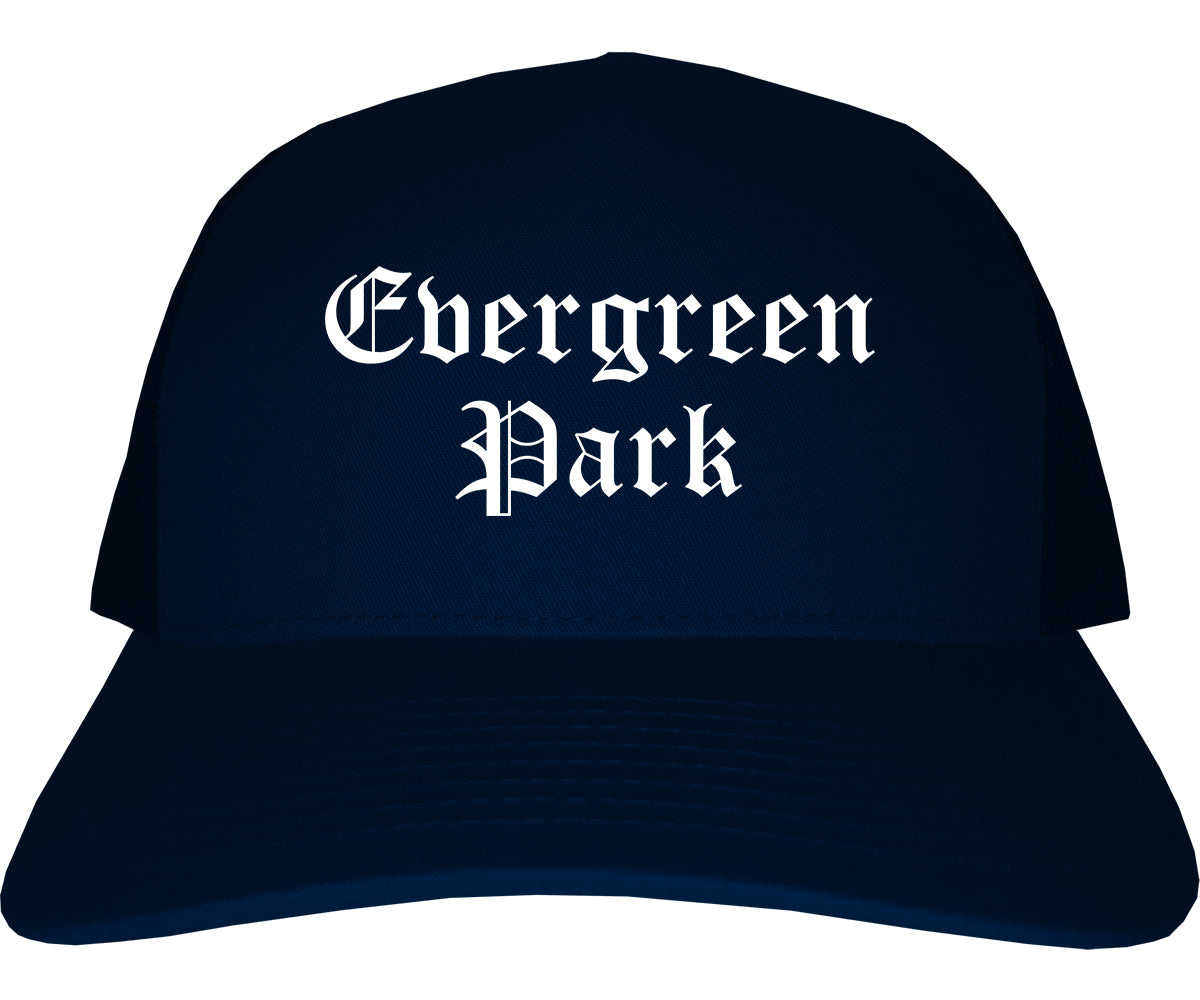 Evergreen Park Illinois IL Old English Mens Trucker Hat Cap Navy Blue