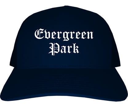 Evergreen Park Illinois IL Old English Mens Trucker Hat Cap Navy Blue