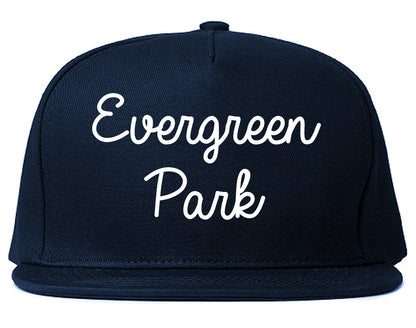 Evergreen Park Illinois IL Script Mens Snapback Hat Navy Blue