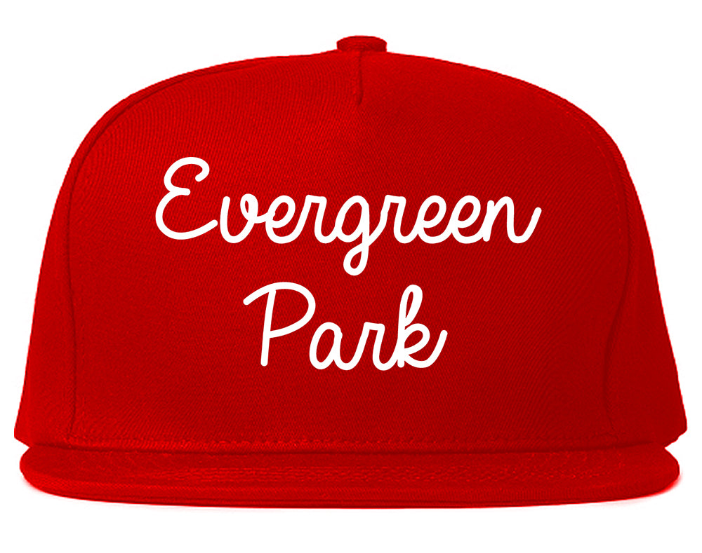 Evergreen Park Illinois IL Script Mens Snapback Hat Red