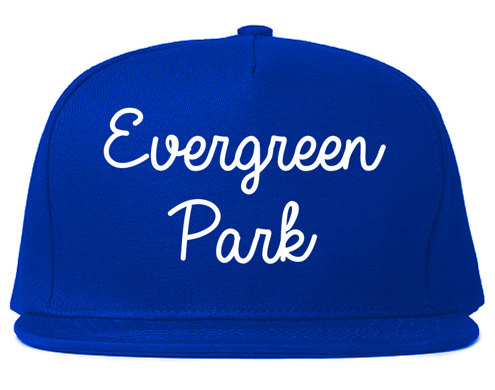 Evergreen Park Illinois IL Script Mens Snapback Hat Royal Blue