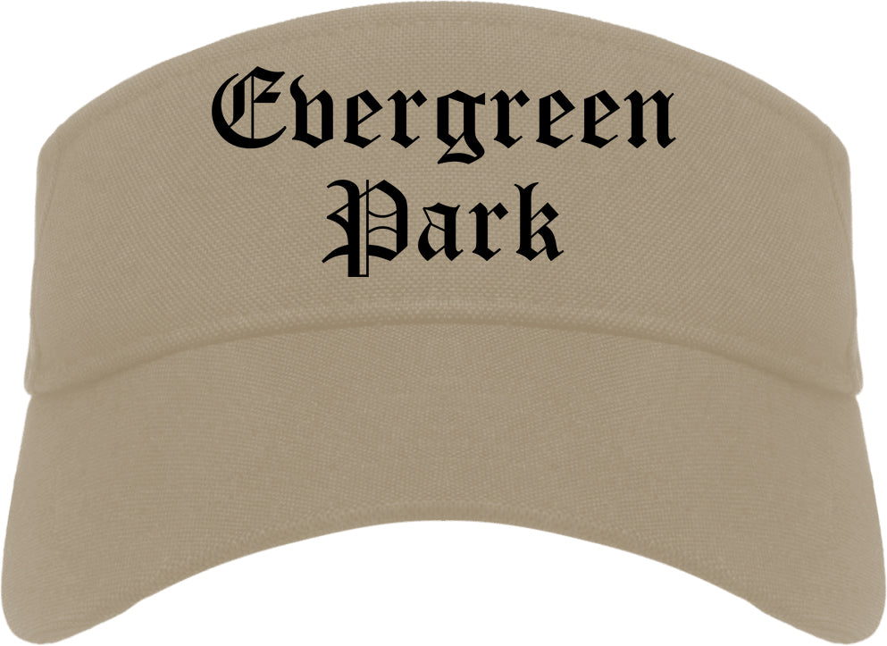 Evergreen Park Illinois IL Old English Mens Visor Cap Hat Khaki
