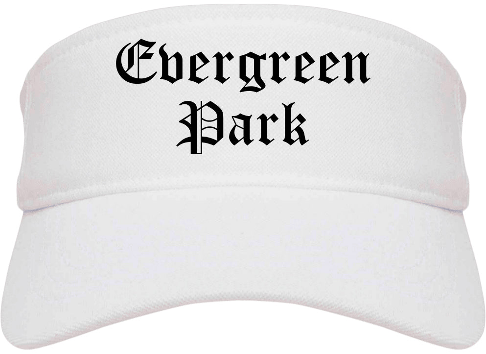 Evergreen Park Illinois IL Old English Mens Visor Cap Hat White