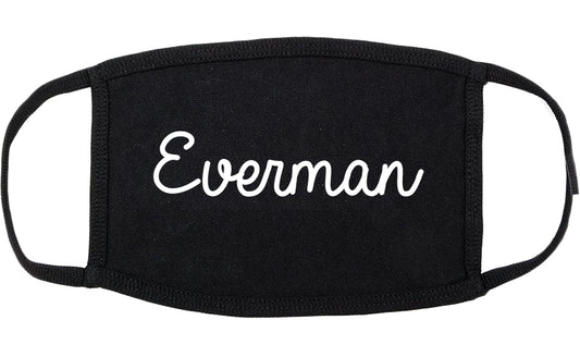 Everman Texas TX Script Cotton Face Mask Black
