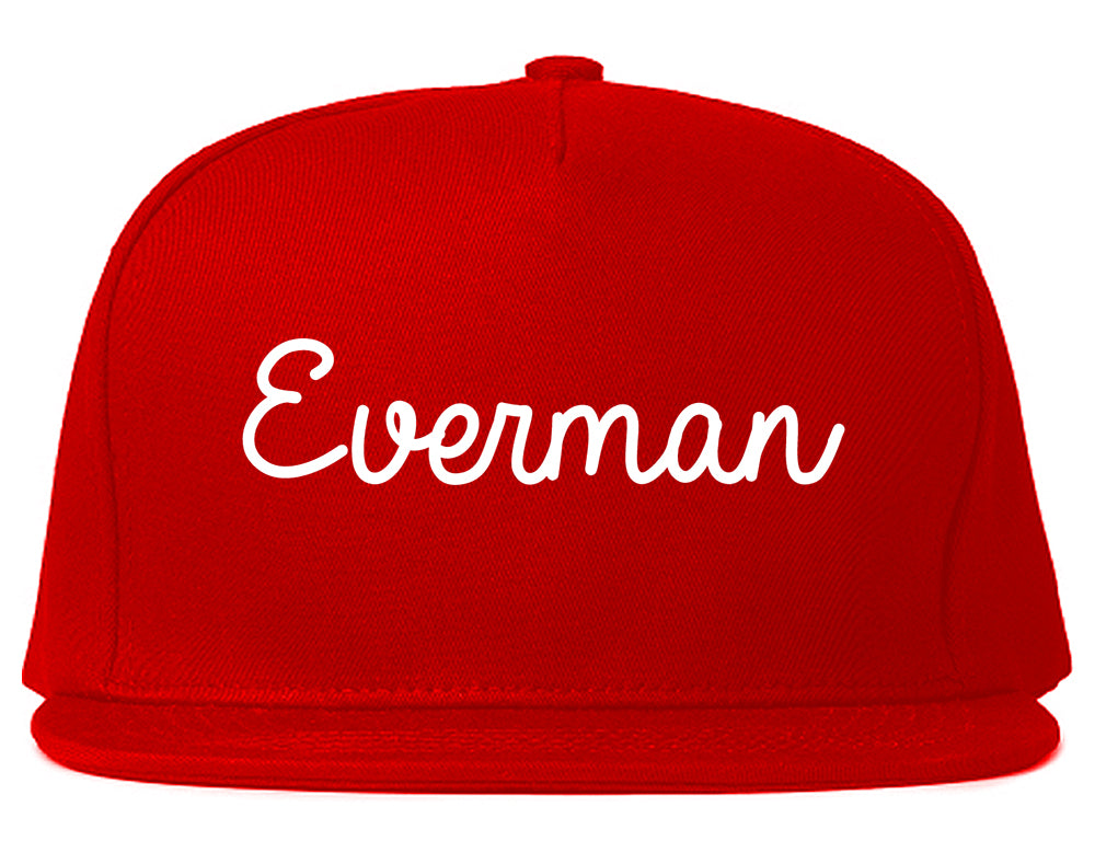 Everman Texas TX Script Mens Snapback Hat Red